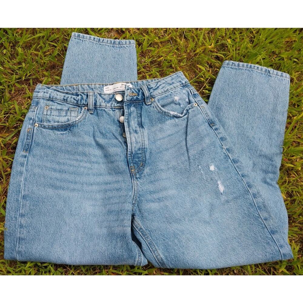Stradivarius Distressed MOM jeans size 8 button fly midrise